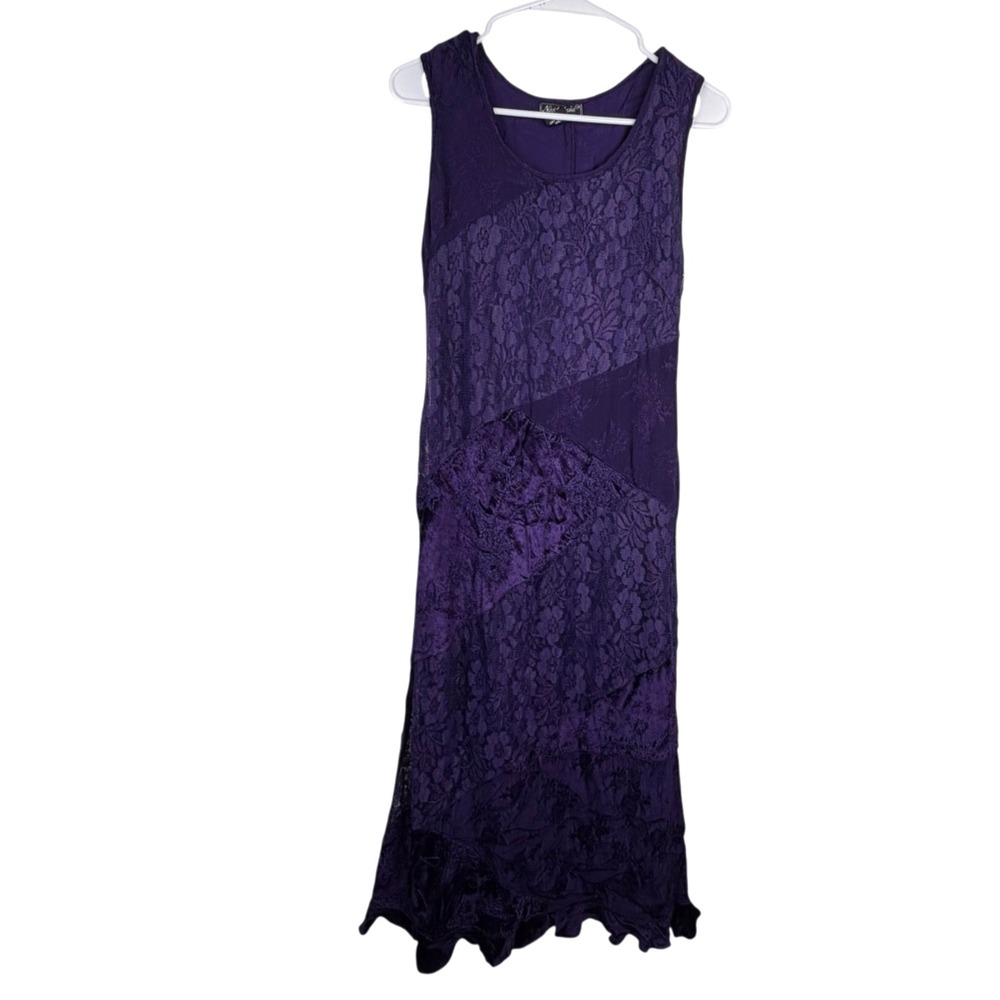 Nostalgia Womens Dress Purple Sz M Patchwork Velvet Lace Whimsigoth Fairy Grunge